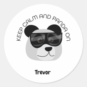 Bewahre Ruhe und Panda An Runder Aufkleber