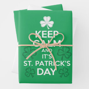 Bewahren Sie Ruhe, es ist St. Patricks-Tag Irisch Geschenkpapier Set