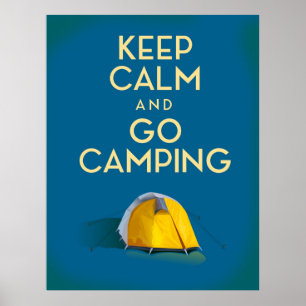 Bewahren Sie Ruhe und gehen Sie campen Vintage-Dru Poster