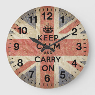 Bewahren Sie Ruhe und machen Sie weiter mit der UK Große Wanduhr