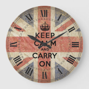 Bewahren Sie Ruhe und Machen Sie Weiter mit UK Fla Große Wanduhr
