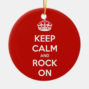Bewahren Sie Ruhe und Rock On Keramik Ornament