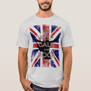 Bewahren Sie Ruhe und Rock On Union Jack T-Shirt