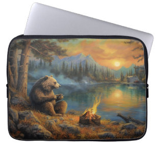 Bewahrer der Herbstflamme   Grizzly Bären-Lagerfeu Laptopschutzhülle