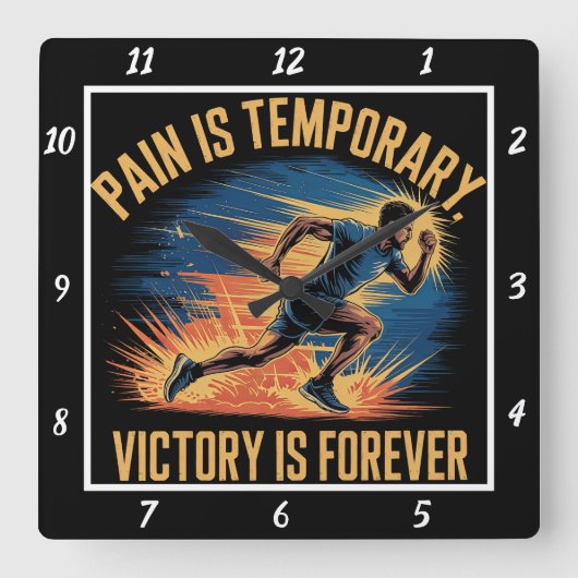 Bewährter Sieg für immer Quadratische Wanduhr (Vorderseite)