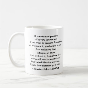 Bewahrung des Zitats zur Demokratie durch Senator  Kaffeetasse