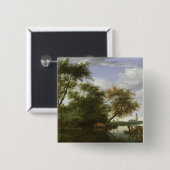 Bewaldete Flusslandschaft Button (Vorne & Hinten)