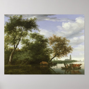 Bewaldete Flusslandschaft Poster
