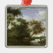 Bewaldete Flusslandschaft Silbernes Ornament (Vorne)