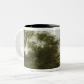 Bewaldete Flusslandschaft Zweifarbige Tasse (Vorderseite Links)