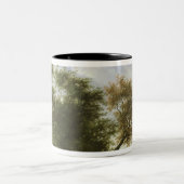 Bewaldete Flusslandschaft Zweifarbige Tasse (Mittel)