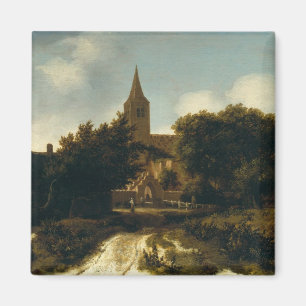 Bewaldete Landschaft mit Zahlen nähern sich einer Magnet