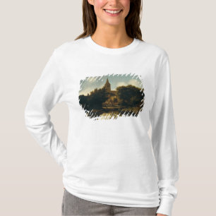 Bewaldete Landschaft mit Zahlen nähern sich einer T-Shirt