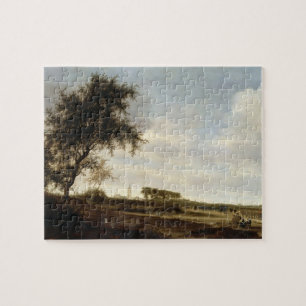 Bewaldete Landschaft (Öl auf Platte) Puzzle