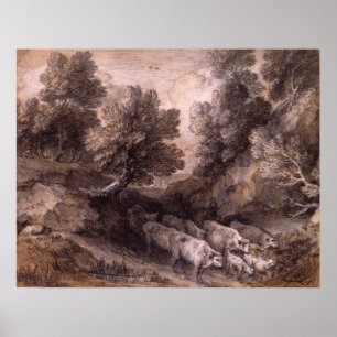 Bewaldete Landschaft Poster