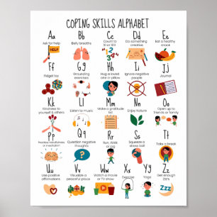 Bewältigungsfähigkeiten Alphabet Schulberater Ment Poster