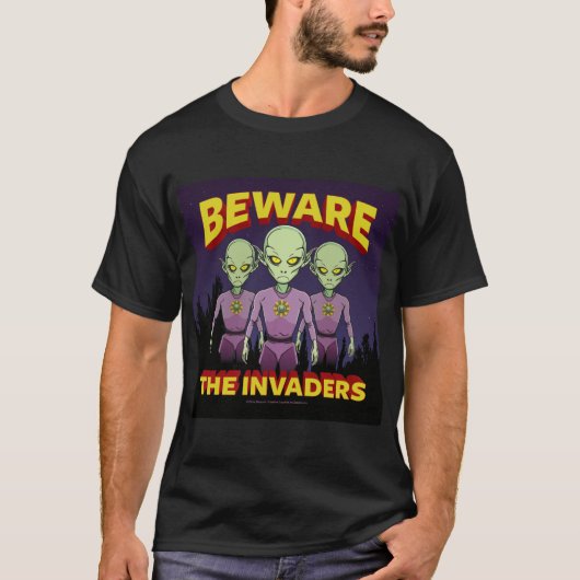 BEWARE Alien Invasion ET Mars Cool T-Shirt (Vorderseite)