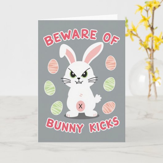 Beware Bunny Kicks Pattern Card Karte (Gelbe Blume)