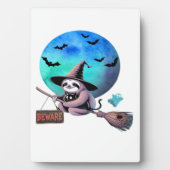 Beware Cute Witch Sloth Flying on Broom Halloween Fotoplatte (Vorderseite)