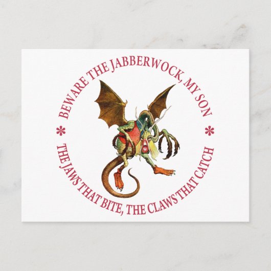 BEWARE DEN JABBERWOCK, MEIN SOHN POSTKARTE (Vorderseite)