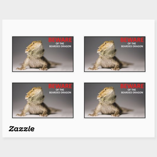 BEWARE des bärtigen Drachen Rechteckiger Aufkleber (Blatt)