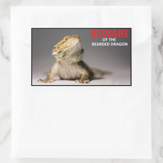 BEWARE des bärtigen Drachen Rechteckiger Aufkleber (Tasche)