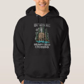 Beware Grumpy Bear Crossing  Grumpy Old Man Retro Hoodie (Vorderseite)