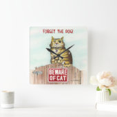 Beware of Cat Quadratische Wanduhr (Zuhause)