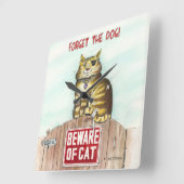 Beware of Cat Quadratische Wanduhr (Winkel)