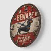 Beware of Dachshund Funny Wiener Dog Große Wanduhr (Winkel)