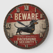  Beware of Dachshund Funny Wiener Dog Große Wanduhr (Vorderseite)