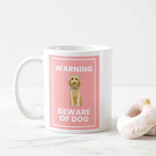 Beware of Doodle Dog Comic Mug Kaffeetasse (Mit Donut)