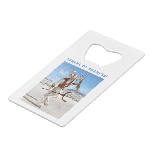 Beware of Krampus! Geldbeutel Flaschenöffner (Vorderseite Schrägansicht)