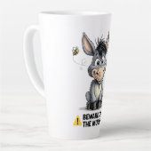 Beware Of The Mule Funny Donkey Warning Design Milchtasse (Linke Ecke)