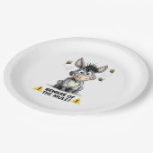 Beware Of The Mule Funny Donkey Warning Design Pappteller (Schrägansicht)