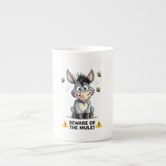 Beware Of The Mule Funny Donkey Warning Design Porzellantasse (Vorderseite)