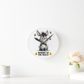 Beware Of The Mule Funny Donkey Warning Design Runde Wanduhr (Zuhause)