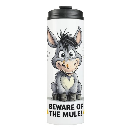 Beware Of The Mule Funny Donkey Warning Design Thermosbecher (Vorderseite)