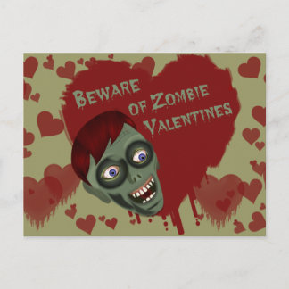 Beware of Zombie Valentines Postcard Feiertagspostkarte