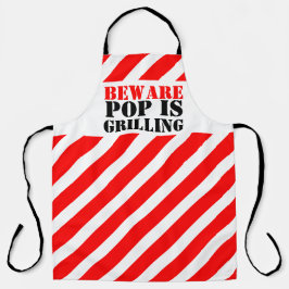 BEWARE Pop grillt Grafikstreifen mit roter Vorsich Schürze