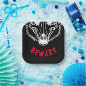 BEWARE Spooky Skulldog Pappteller (Party)