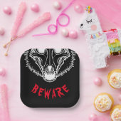 BEWARE Spooky Skulldog Pappteller (Party)