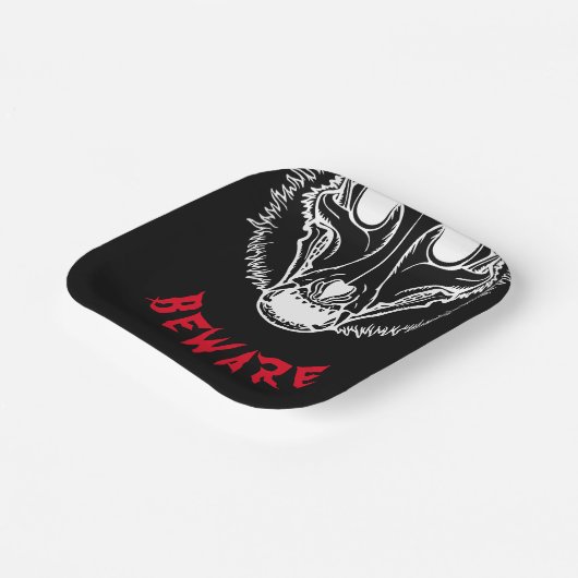 BEWARE Spooky Skulldog Pappteller (Gewinkelt)