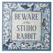 Beware Studio Rabbit Delft Blue White Sign Dedham Fliese (Vorderseite)