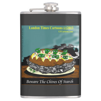 Beware the Chives of Starch – Funny Foodie Cartoon Flachmann