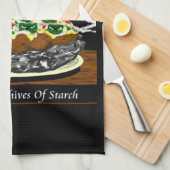 Beware the Chives of Starch – Funny Foodie Cartoon Geschirrtuch (Viertel Falte)