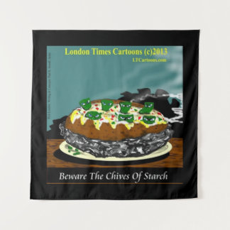 Beware the Chives of Starch – Funny Foodie Cartoon Wandteppich