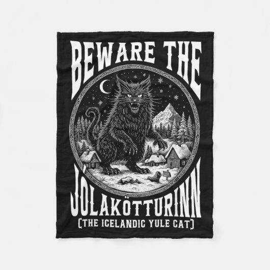 Beware The Jolakotturinn Yule Cat Icelandic Christ Fleecedecke (Vorderseite)