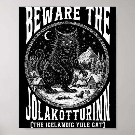 Beware The Jolakotturinn Yule Cat Icelandic Christ Poster (Vorne)
