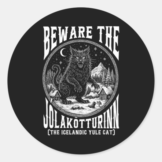 Beware The Jolakotturinn Yule Cat Icelandic Christ Runder Aufkleber (Vorderseite)